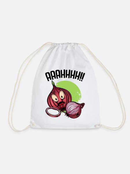 Onion chaos neon illustration - Drawstring Bag - white
