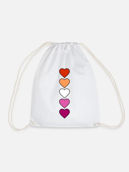 Lesbian Lesbian Hearts - Drawstring Bag - white
