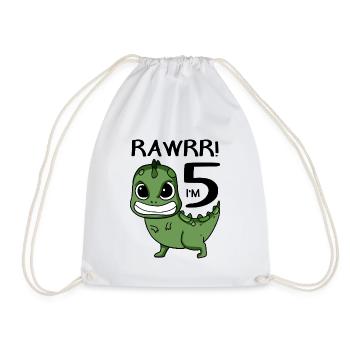 5. Geburtstag Dinosaurier - 5. Klasse Geschenk - Turnbeutel - Weiß - Vorne
