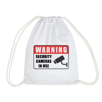 Warning CCTV Camera Badge Security Sign Icon - Drawstring Bag - white - Front