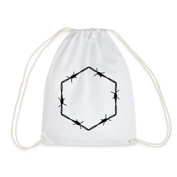 Stacheldraht 6 Eck Hexagon - Geschenkidee Tattoo - Turnbeutel - Weiß - Vorne