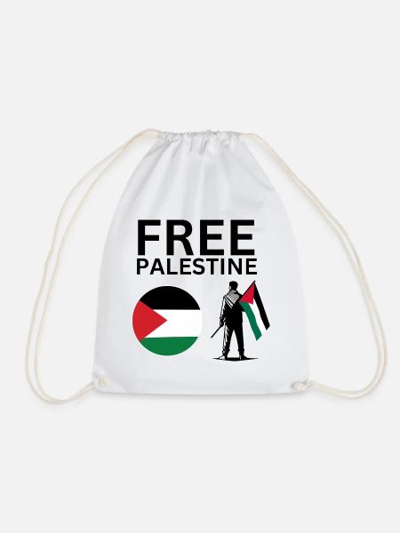 Free Palestine | Guy with palestine flag - Turnbeutel - Weiß