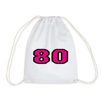 80. 80 YEARS. 80th ANNIVERSARY. 80TH BIRTHDAY. - Drawstring Bag - white - Front