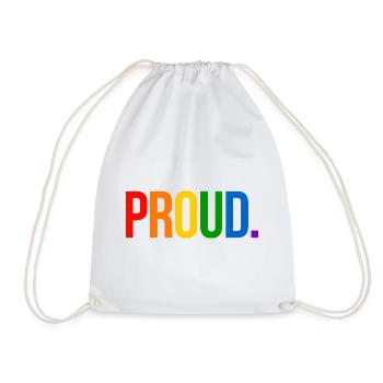 PROUD. - Schlicht und Aussagekräftig - Turnbeutel - Weiß - Vorne
