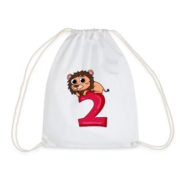 2 Geburtstag Löwe - 2 Jahre alt Geschenk - Turnbeutel - Weiß - Vorne