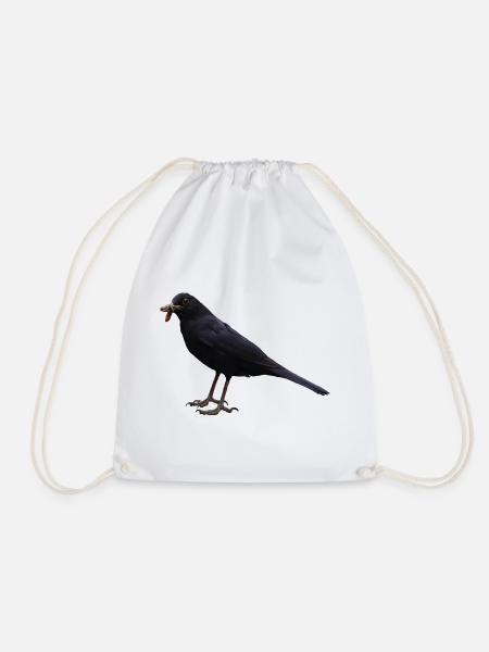 Amsel Vogel schwarzer Vogel - Turnbeutel - Weiß