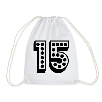 15. 15 JAHRE. 15. JAHRESTAG. 15 JAHRE JUBILÄUM. - Turnbeutel - Weiß - Vorne