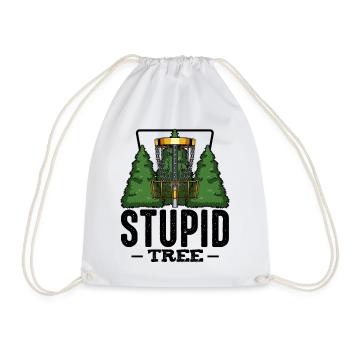 Stupid Tree Disc Golf saying Frisbee gift - Drawstring Bag - white - Front