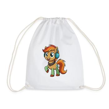 Pony Lustige Zeichentrickfigur Kopfhörer Musik - Turnbeutel - Weiß - Vorne