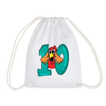 10 anniversaire - oiseau perroquet avec le numéro 10 - Sac de sport léger - blanc - Devant