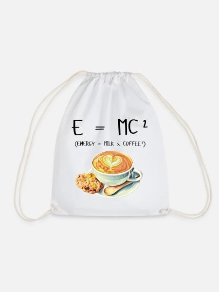 E MC² Kaffee Milch Energie Geschenk lustig - Turnbeutel - Weiß