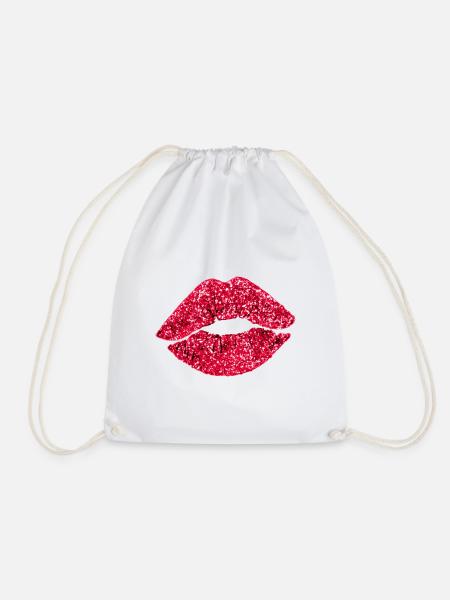Gesichtsmaske Sticker Pink Glitzer - Turnbeutel - Weiß