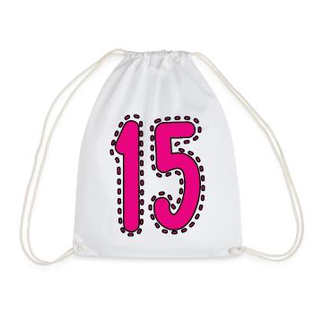 15. 15 YEARS. 15th ANNIVERSARY. 15 YEAR ANNIVERSARY. - Drawstring Bag - white - Front