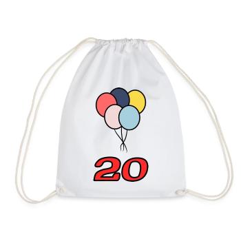 20. 20 ANS. 20e ANNIVERSAIRE. ANNIVERSAIRE 20 ANS. - Sac de sport léger - blanc - Devant