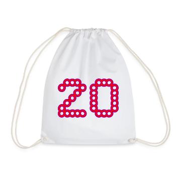 20. 20 ANS. 20e ANNIVERSAIRE. ANNIVERSAIRE 20 ANS. - Sac de sport léger - blanc - Devant