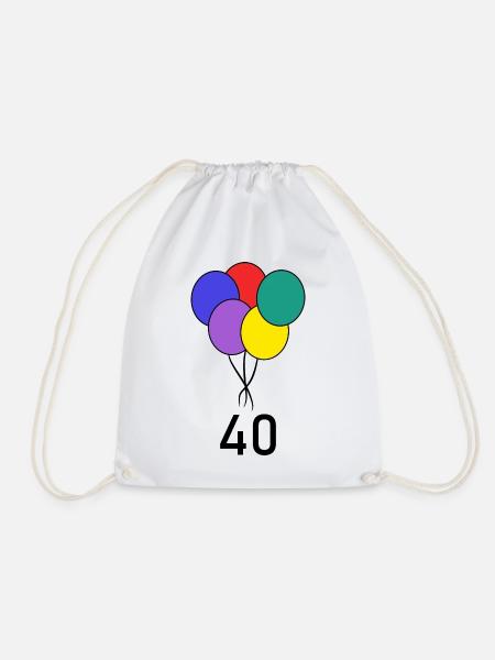 40. 40 JAHRE. 40-JÄHRIGES JUBILÄUM. GEBURTSTAG 40 JAHRE. - Turnbeutel - Weiß