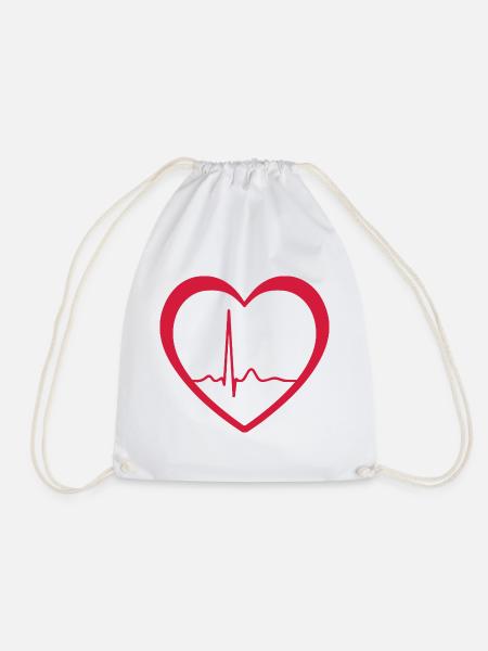 Herzschlag-EKG-Linie Medizinischer Pulswellen-Ikon-Vektor - Turnbeutel - Weiß