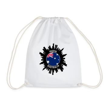 Perth Skyline Australien Flagge Reise Souvenir - Turnbeutel - Weiß - Vorne