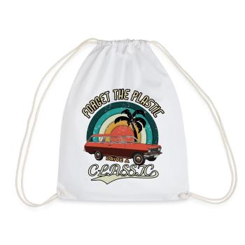 Vintage Drive the classics Oldtimer Classic Car - Drawstring Bag - white - Front