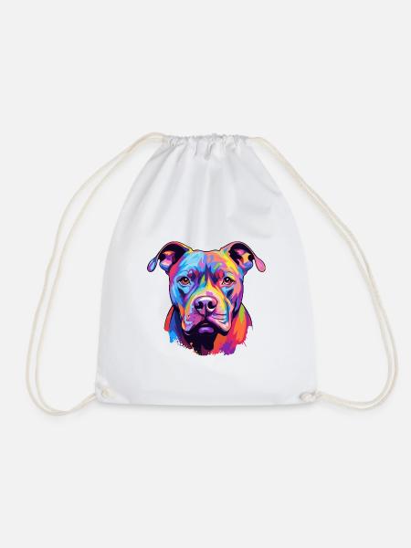 Pitbull Hund Rasse Aquarell Karikatur Kawaii Colorf - Turnbeutel - Weiß
