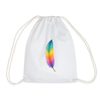 Colorful Feather – Sanfte Kraft in Regenbogenfarbe - Turnbeutel - Weiß - Vorne
