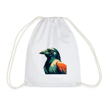 Crow Cartoon Character Colorful Pet Animal - Drawstring Bag - white - Front
