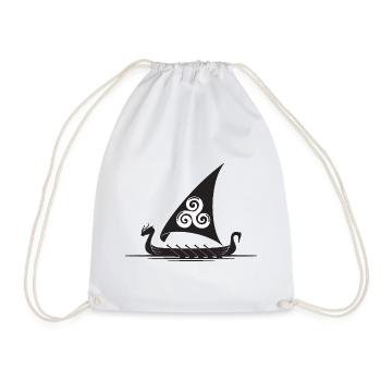Viking Ship Triskel Sail - Drawstring Bag - white - Front