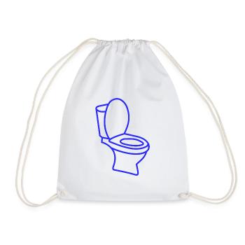Klo WC Toilette - Turnbeutel - Weiß - Vorne