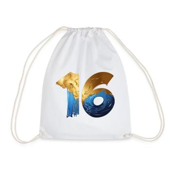 NO. 16 NUMBER 16 COOL 16TH BIRTHDAY - Drawstring Bag - white - Front