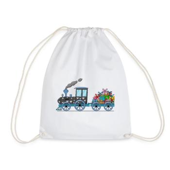 Children's train railway with trailer - Drawstring Bag - white - Front