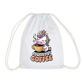 Powered By Coffee - Drawstring Bag - white - Front