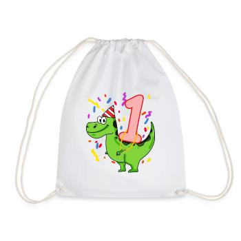 Dinosaur birthday 1 year old - Drawstring Bag - white - Front