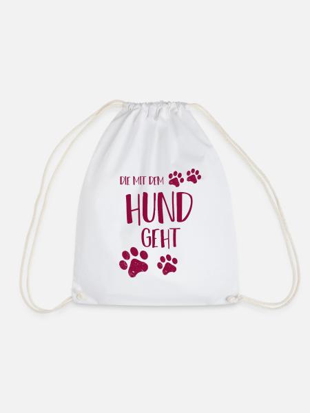 Die mit dem Hund geht - Turnbeutel - Weiß
