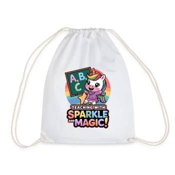 Teaching With Sparkle And Magic! - Drawstring Bag - white - Front