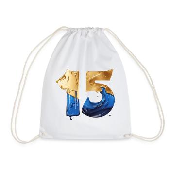 NR. 15 NUMMER 15 COOL 15. GEBURTSTAG - Turnbeutel - Weiß - Vorne