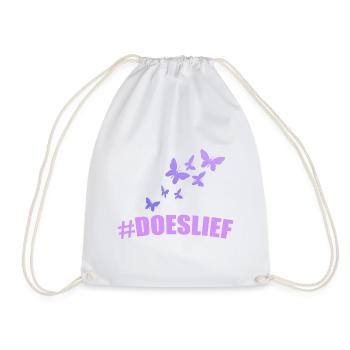 doeslief butterflies fly in the purple light - Drawstring Bag - white - Front