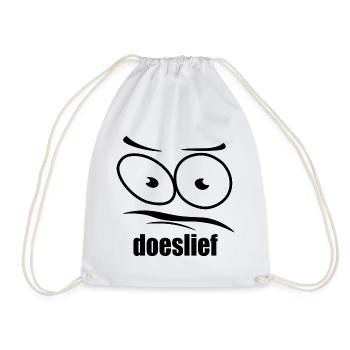 doeslief pleading eyes with question mark look - Drawstring Bag - white - Front