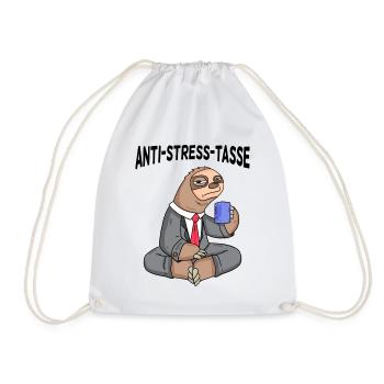 Anti Stress Tasse Faultier Kaffee Büroleben - Turnbeutel - Weiß - Vorne