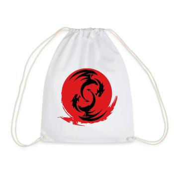 Red Dragon Circle - Drawstring Bag - white - Front