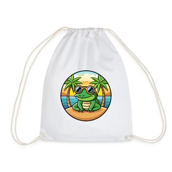 Frosch Lustige Cartoon Sommer Strand Sonnenbrille Aufkleber - Turnbeutel - Weiß - Vorne