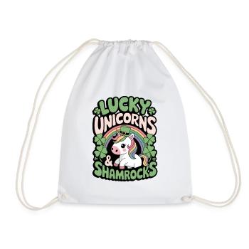 Lucky Unicorns & Shamrocks - Drawstring Bag - white - Front