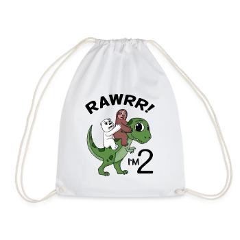 Ich bin 2 Dinosaurier Geburtstag Kindergeburtstag - Turnbeutel - Weiß - Vorne
