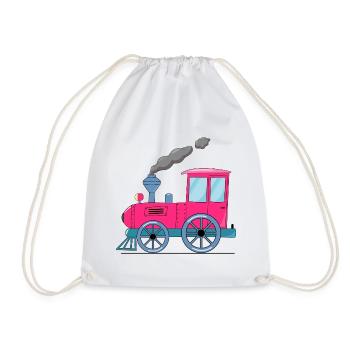 Kinderzug Eisenbahn pink - Turnbeutel - Weiß - Vorne