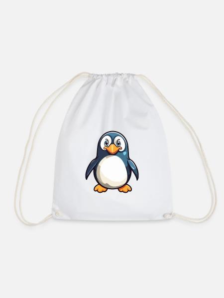 Pinguin Karikatur Kawaii Aquarellillustration - Turnbeutel - Weiß