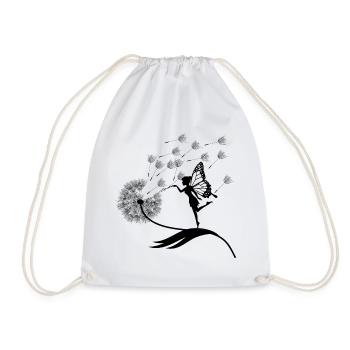 Butterfly Design Pustula Meadow Hearts Fairies - Drawstring Bag - white - Front