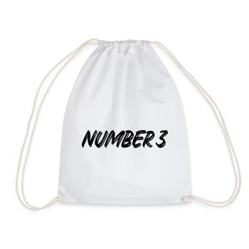 Number 3 - three - third - third - 3 - number 3 - Drawstring Bag - white - Front
