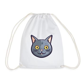 Chartreux Katze Cartoon Aquarell Illustration - Turnbeutel - Weiß - Vorne