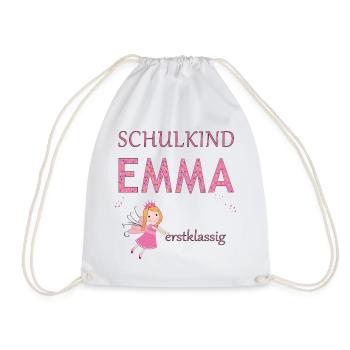 Schulkind Emma erstklassig - Turnbeutel - Weiß - Vorne