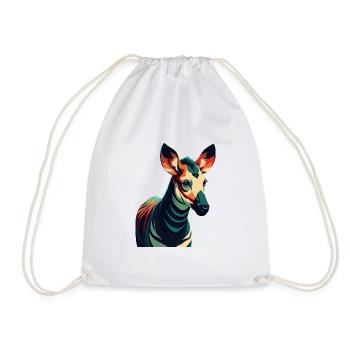 Okapi Zeichentrickfigur Buntes Haustier Tier - Turnbeutel - Weiß - Vorne