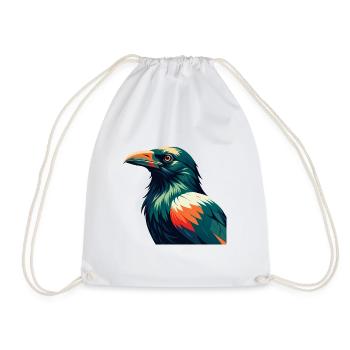 Crow Cartoon Character Colorful Pet Animal - Drawstring Bag - white - Front